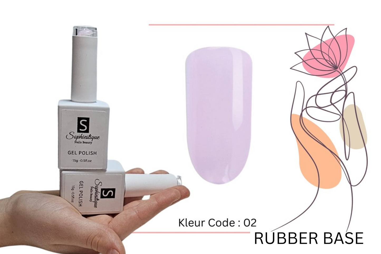 Gellak Rubber Base - Sophiestique - 15 ML - Kleur Code - 02