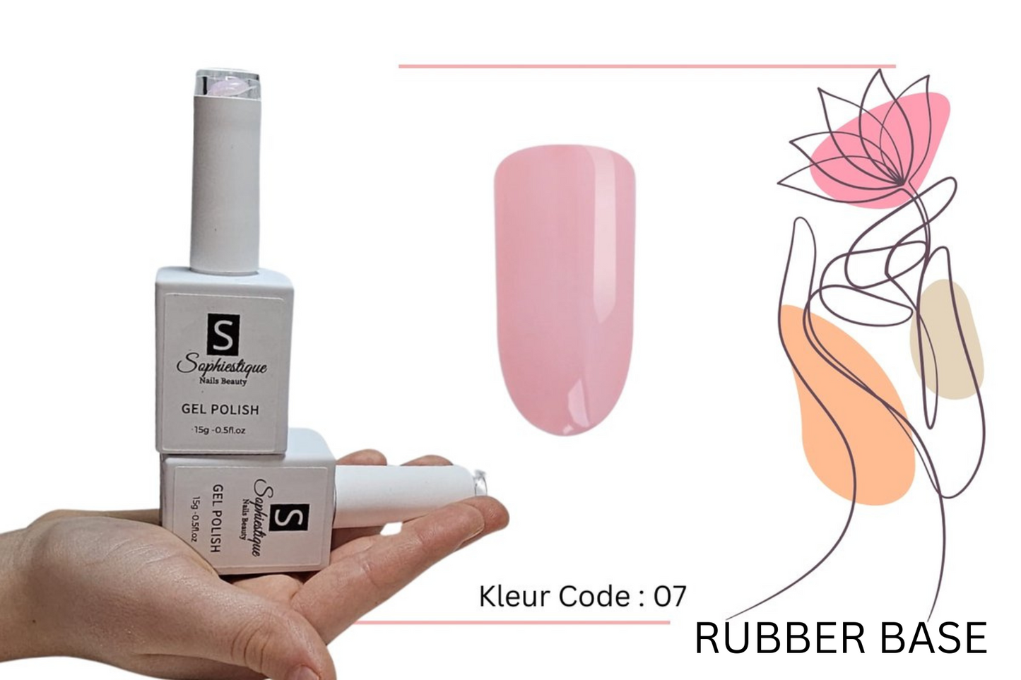 Gellak Rubber Base - Sophiestique - 15 ML - Kleur Code - 07